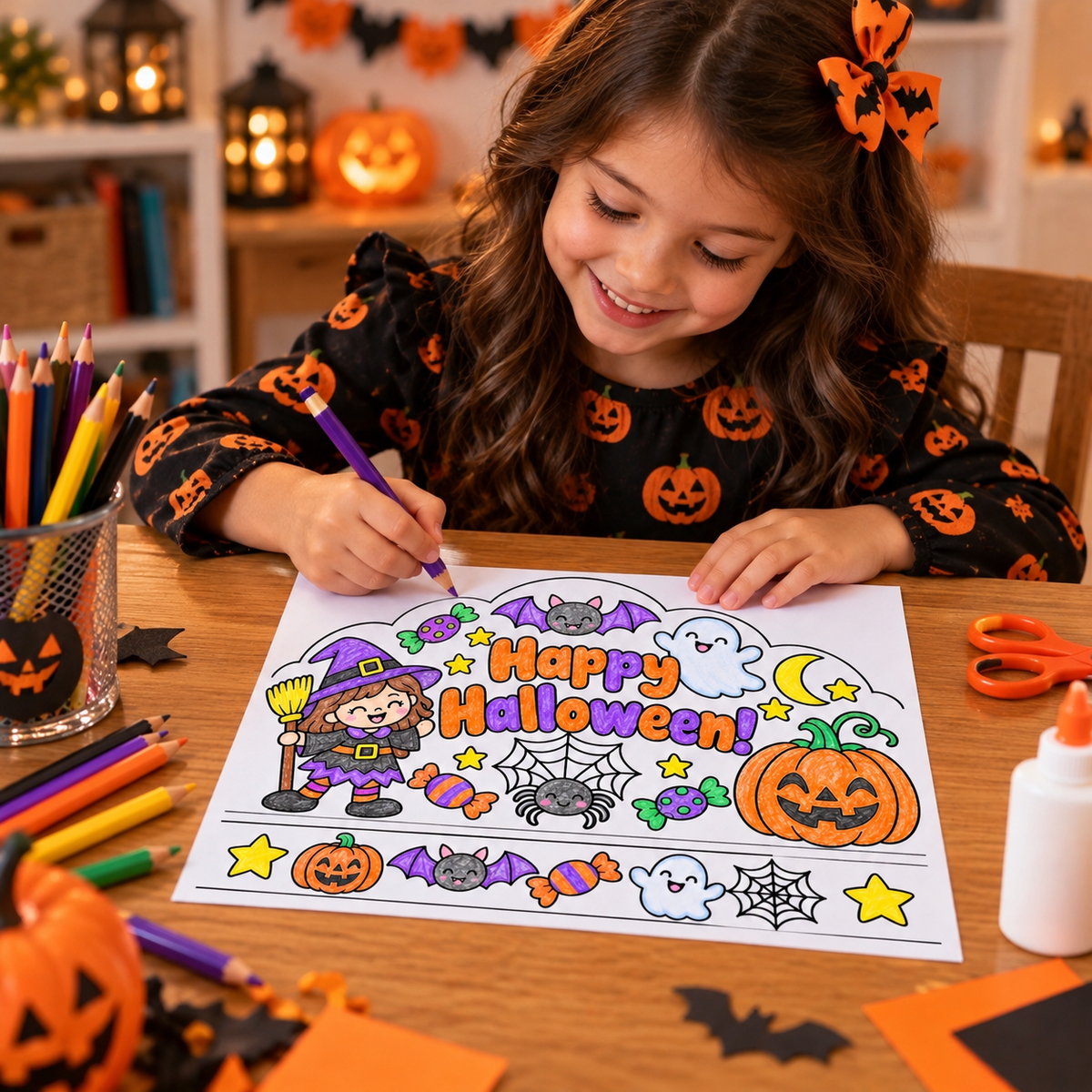 Halloween Crown Printable for Kids | Happy Halloween Coloring Crown | Halloween Headband Craft