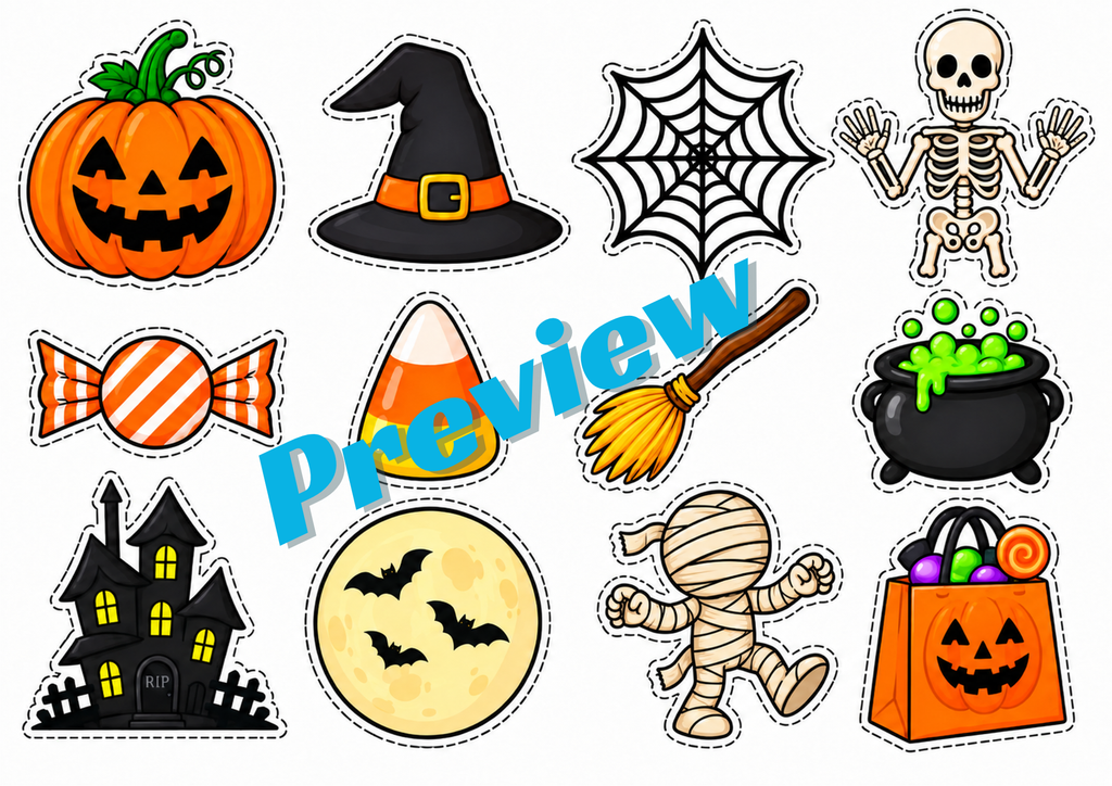 Halloween Cutouts Printable for Kids | 30+ Halloween Craft Cutouts for Classroom, Bulletin Board & Party Decor