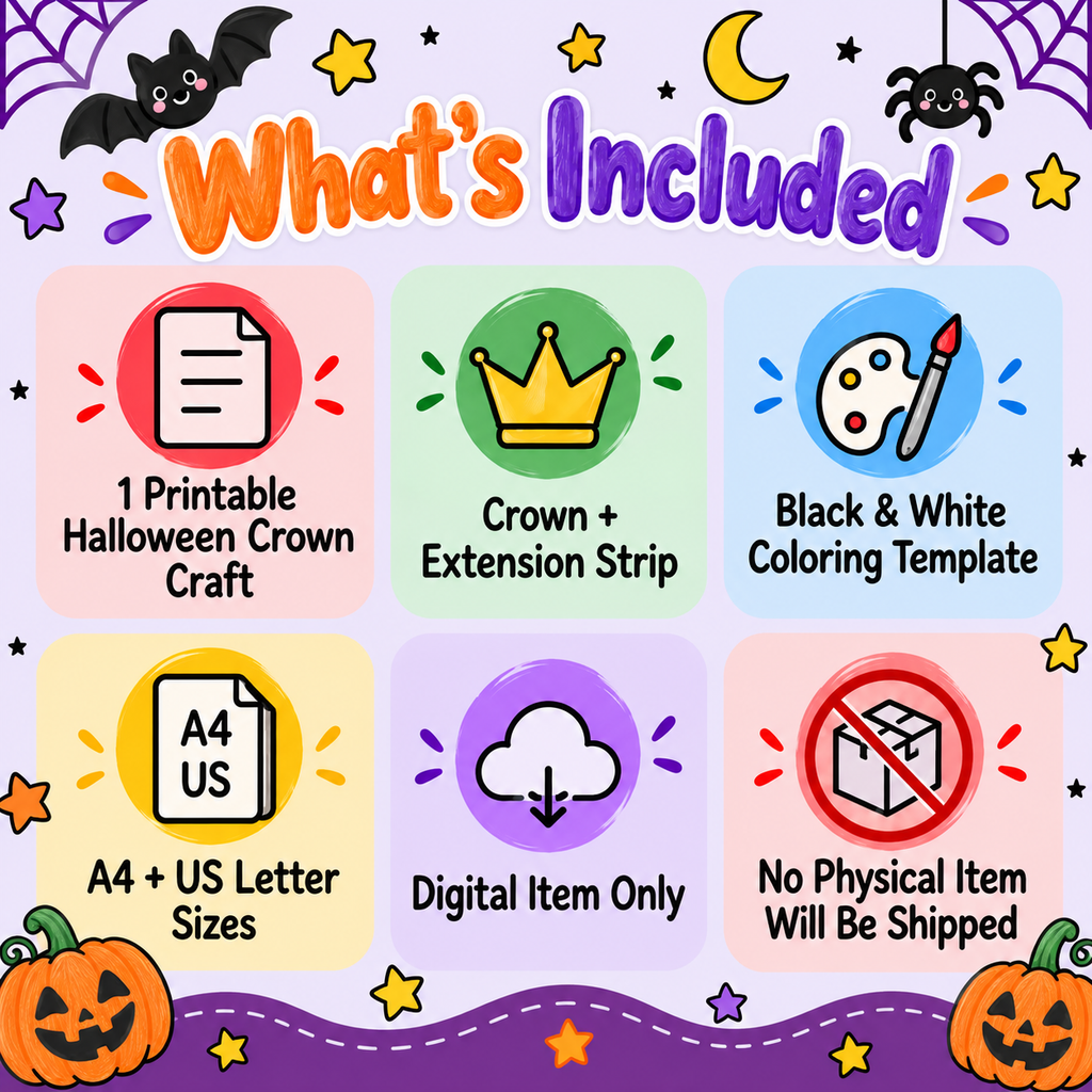 Halloween Crown Printable for Kids | Happy Halloween Coloring Crown | Halloween Headband Craft