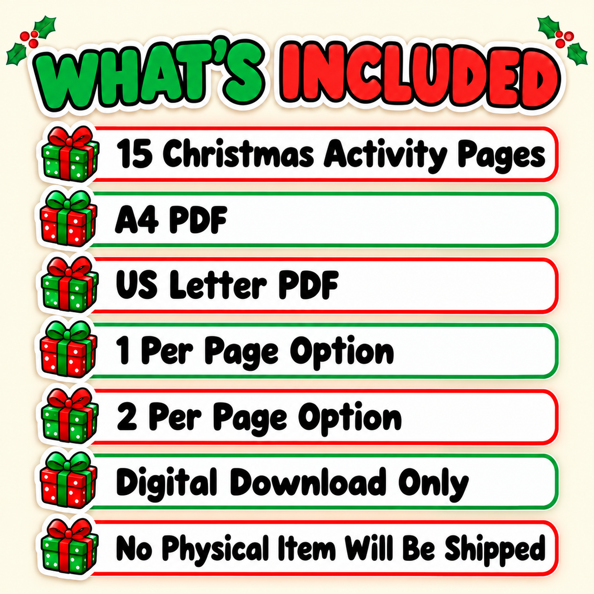 Christmas Activity Pack for Kids, 15 Printable Christmas Games, Classroom Party Activities, Kids Christmas Party Games, XMAS Activities