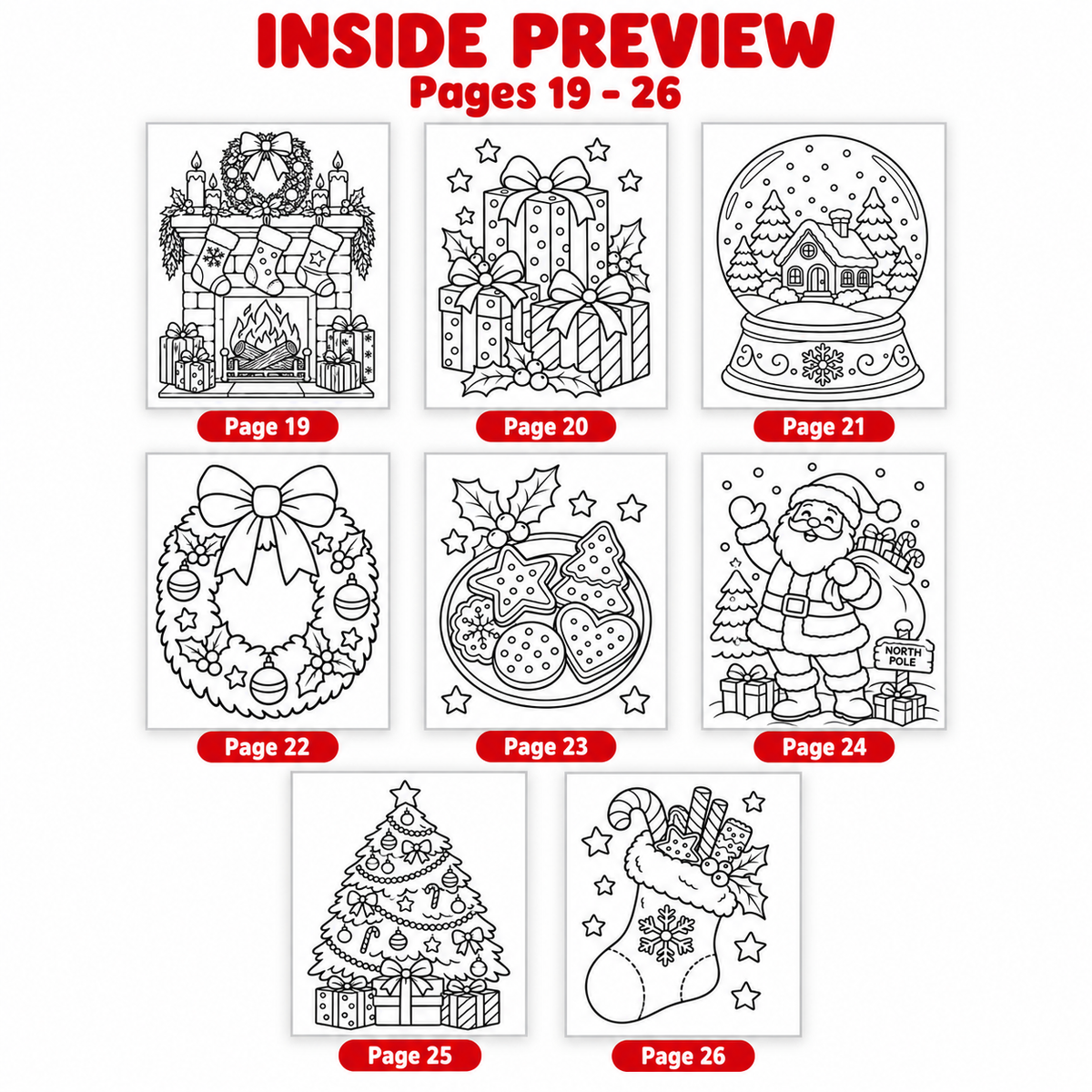 Christmas Coloring Pages for Kids | 26 Printable Christmas Coloring Sheets | A4 & US Letter PDF