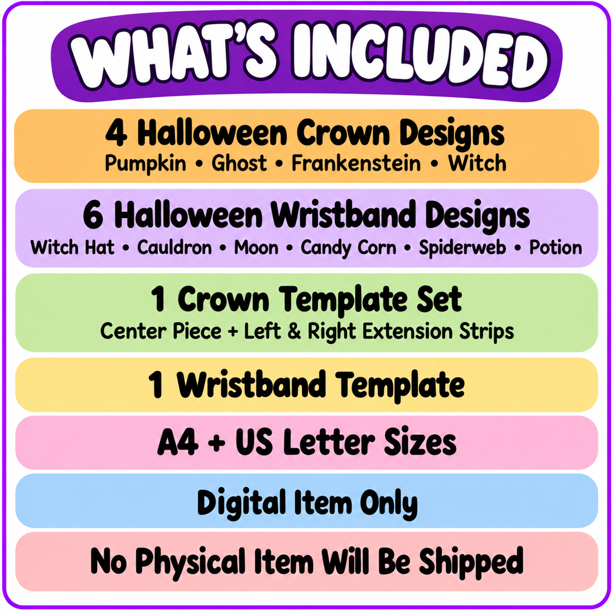 Halloween Crown, Headband & Wristband Printable Craft for Kids