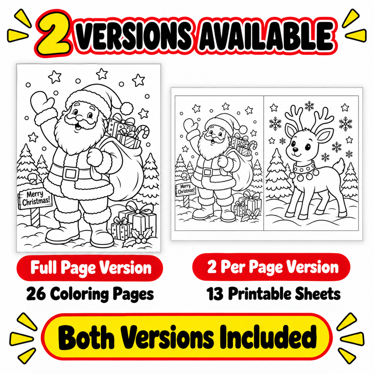 Christmas Coloring Pages for Kids | 26 Printable Christmas Coloring Sheets | A4 & US Letter PDF