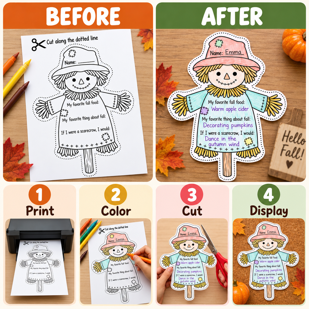 Fall Bulletin Board Activity | Fall Writing Activity | Fall Craft Printable | Autumn Classroom Decor | Kids Autumn Activity