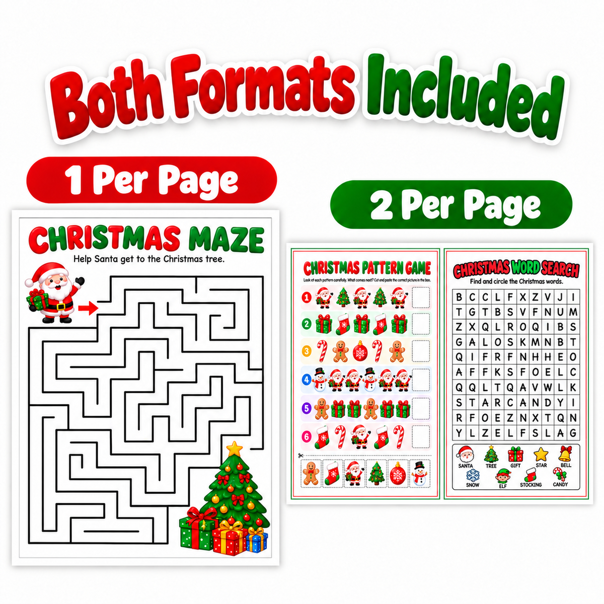 Christmas Activity Pack for Kids, 15 Printable Christmas Games, Classroom Party Activities, Kids Christmas Party Games, XMAS Activities