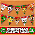 Christmas Character Banner Printable, Christmas Pennant Garland, Christmas Bunting, Classroom Bulletin Board & Door Decor