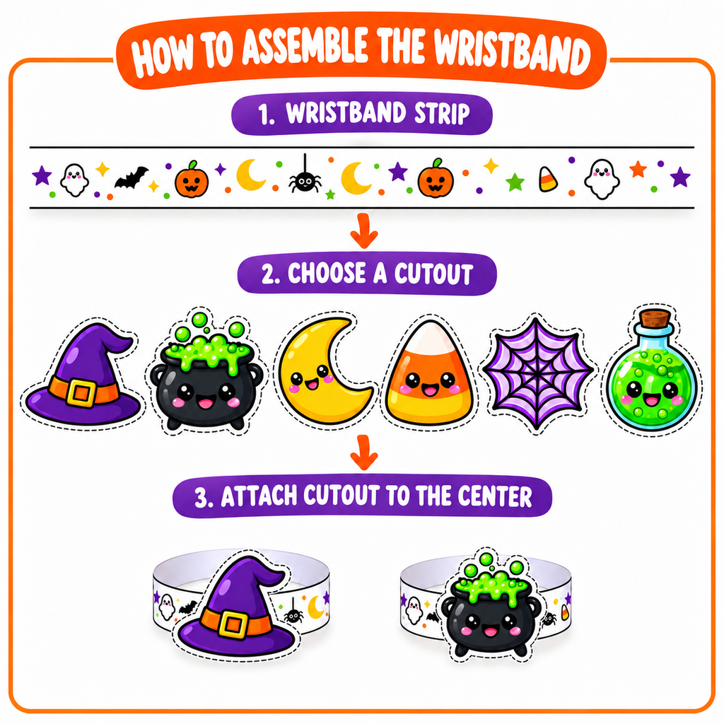 Halloween Crown, Headband & Wristband Printable Craft for Kids