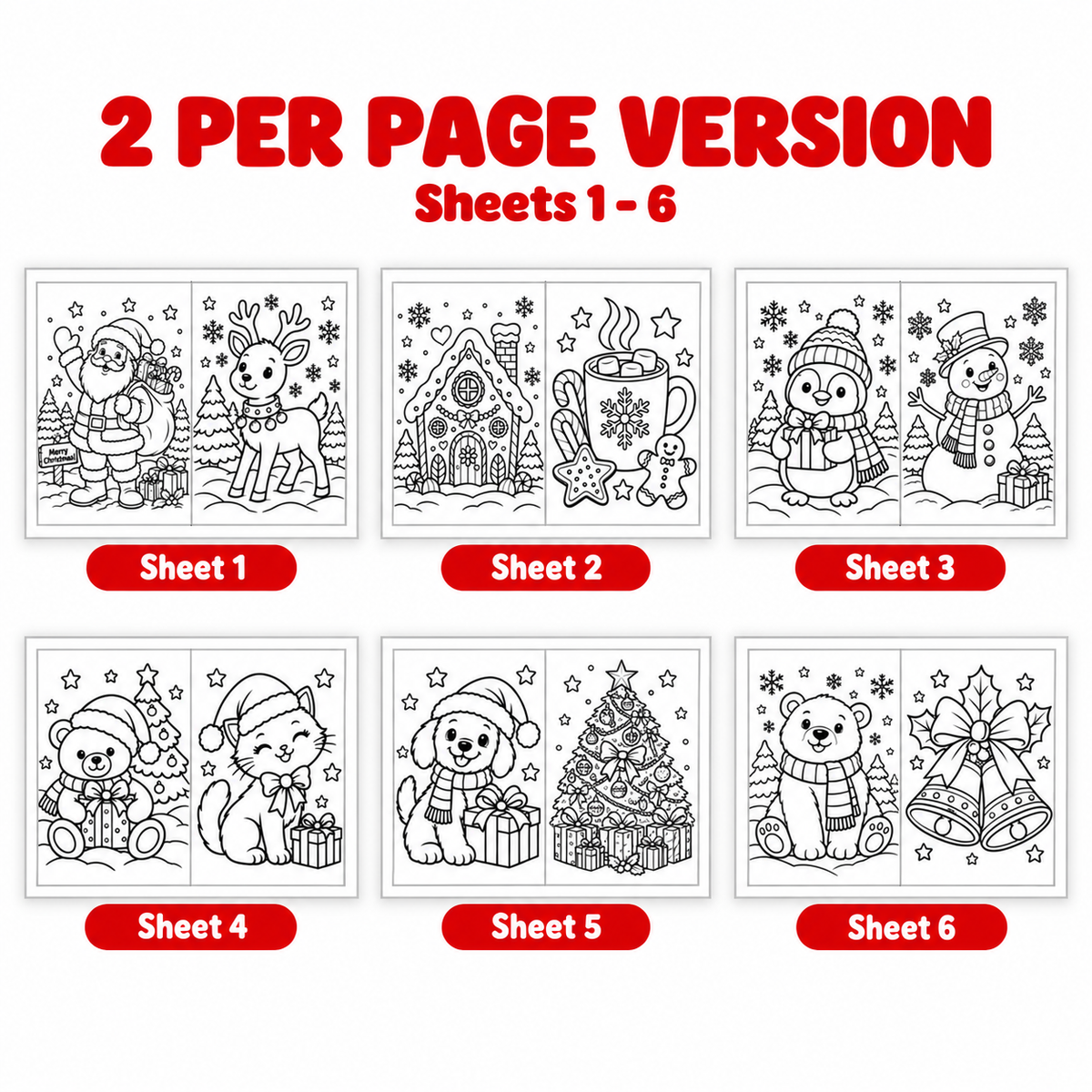 Christmas Coloring Pages for Kids | 26 Printable Christmas Coloring Sheets | A4 & US Letter PDF