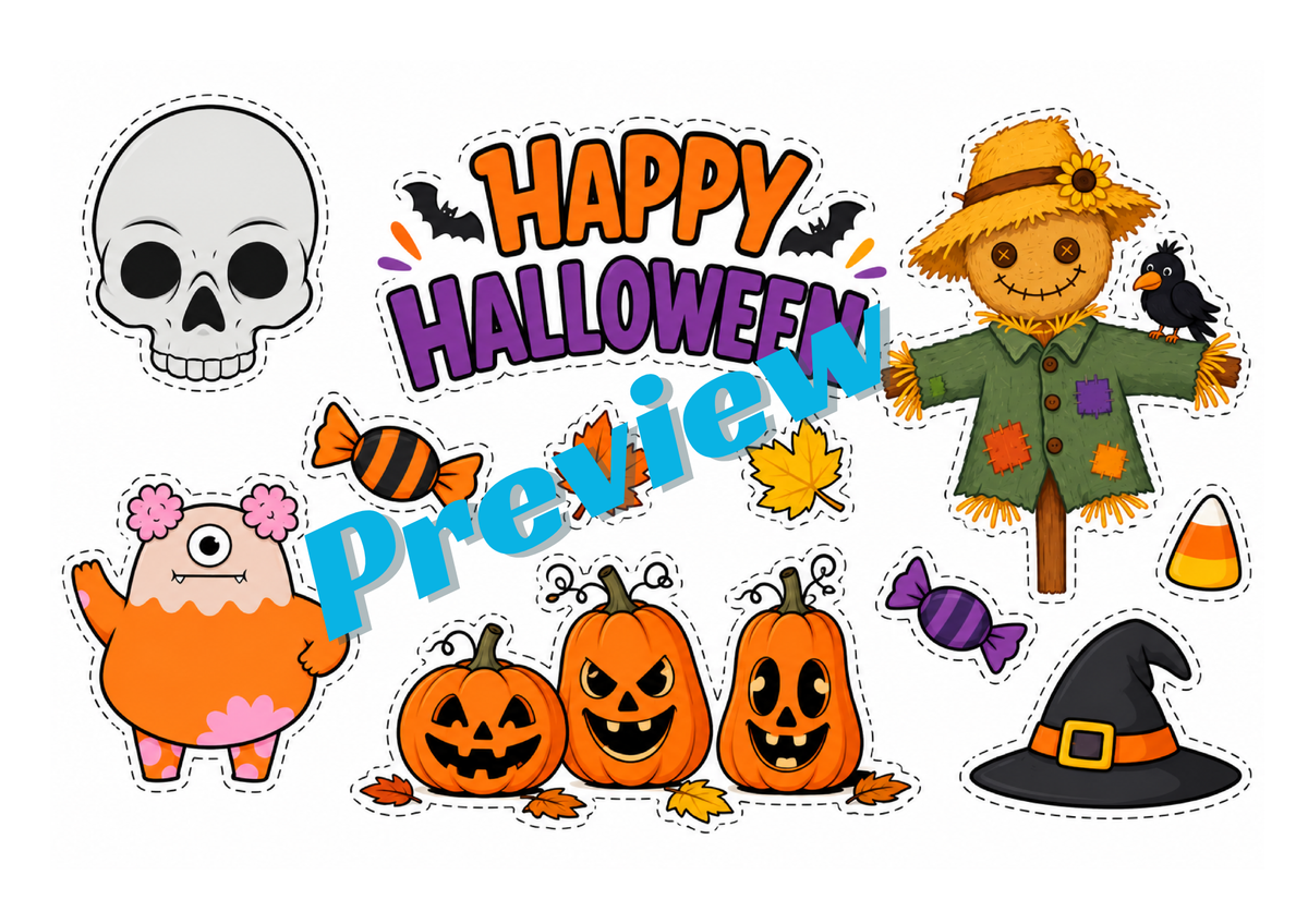 Halloween Cutouts Printable for Kids | 30+ Halloween Craft Cutouts for Classroom, Bulletin Board & Party Decor