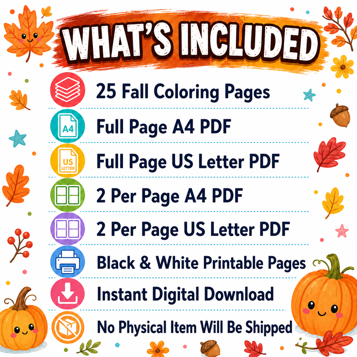 Fall Coloring Pages for Kids, Autumn Coloring Pages Printable, Fall Coloring Book, Pumpkin & Leaves Coloring Sheets, Fall Activity PDF