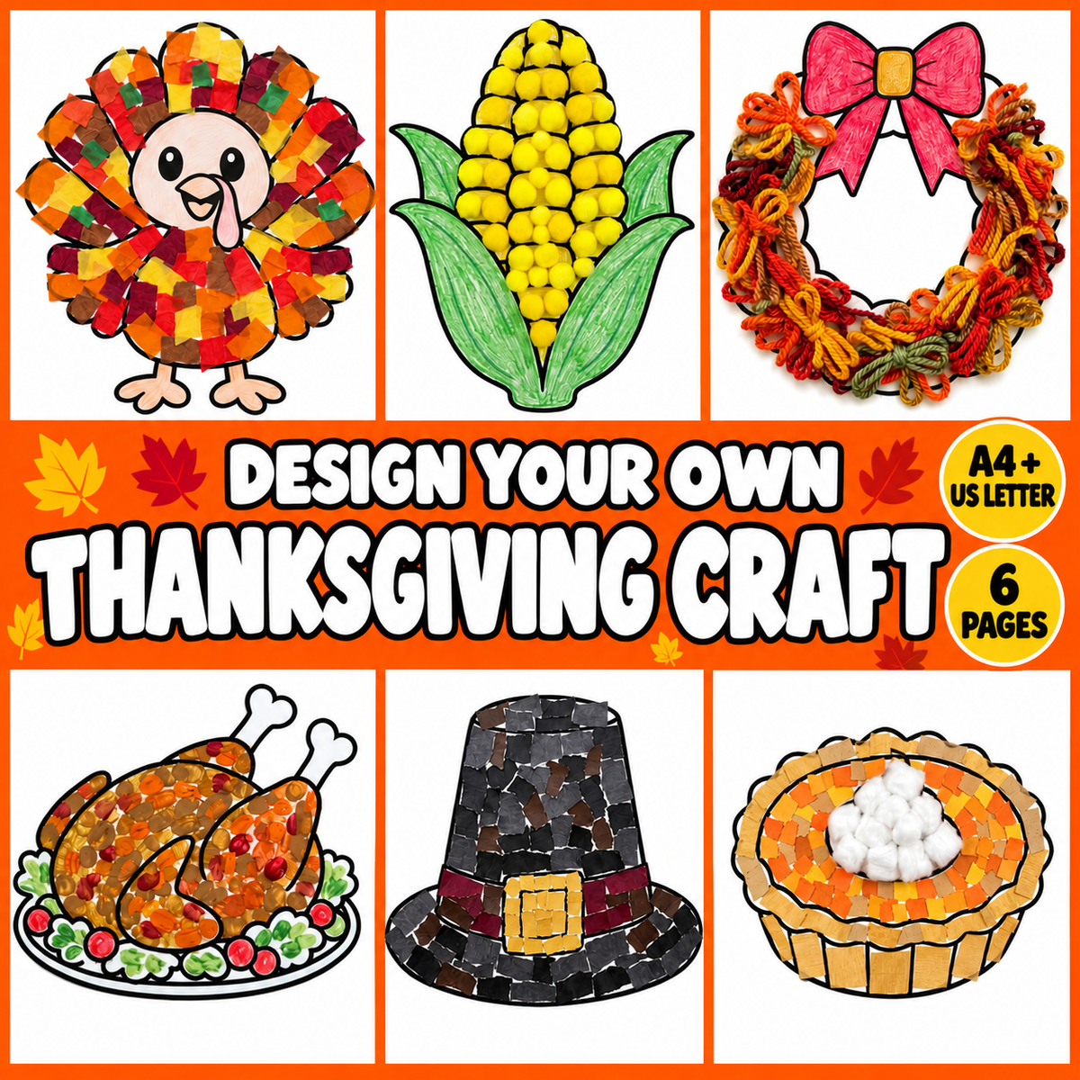 Thanksgiving Craft Activities, Turkey Craft Printable, Thanksgiving Classroom Art Activity, Design Your Own Thanksgiving Craft Templates