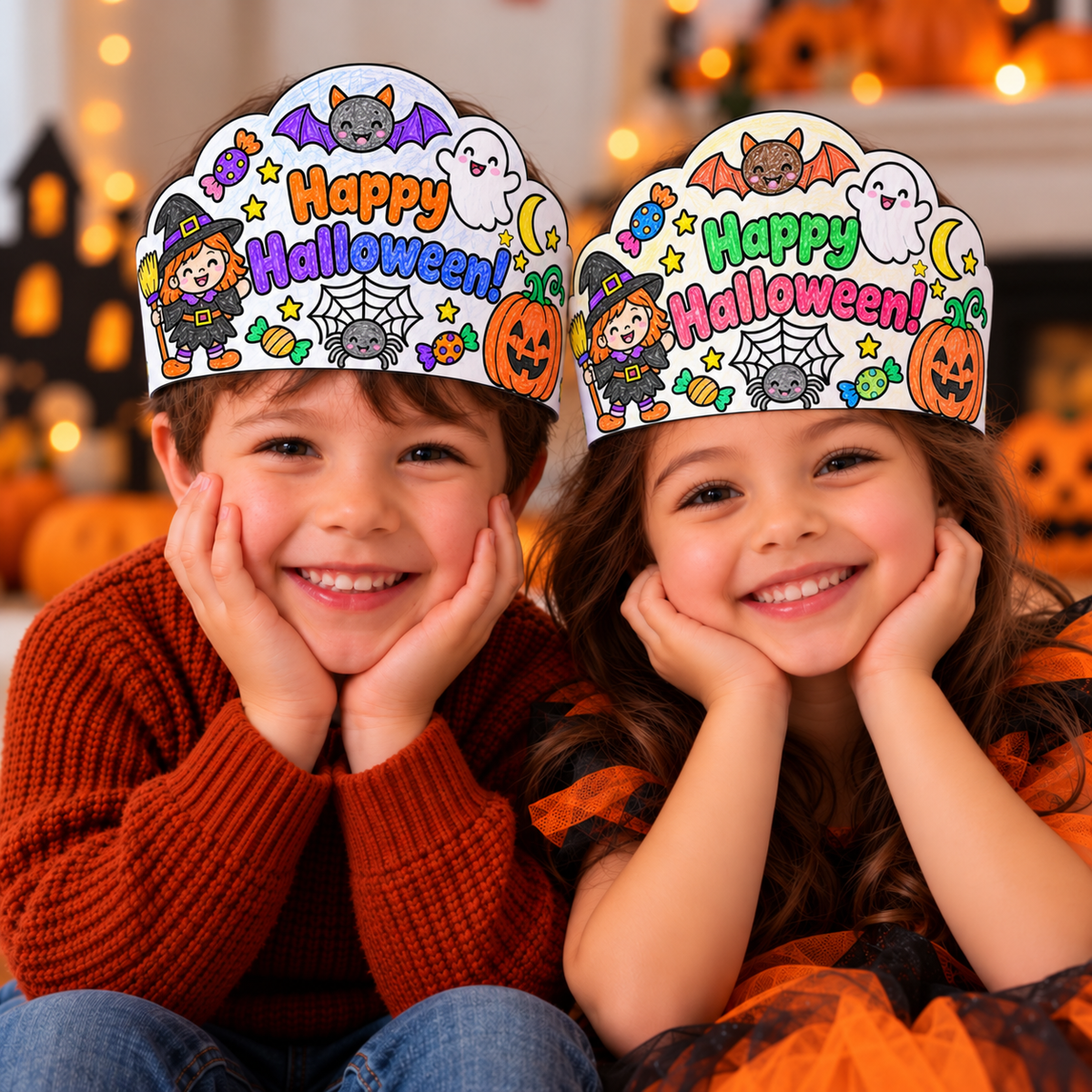 Halloween Crown Printable for Kids | Happy Halloween Coloring Crown | Halloween Headband Craft
