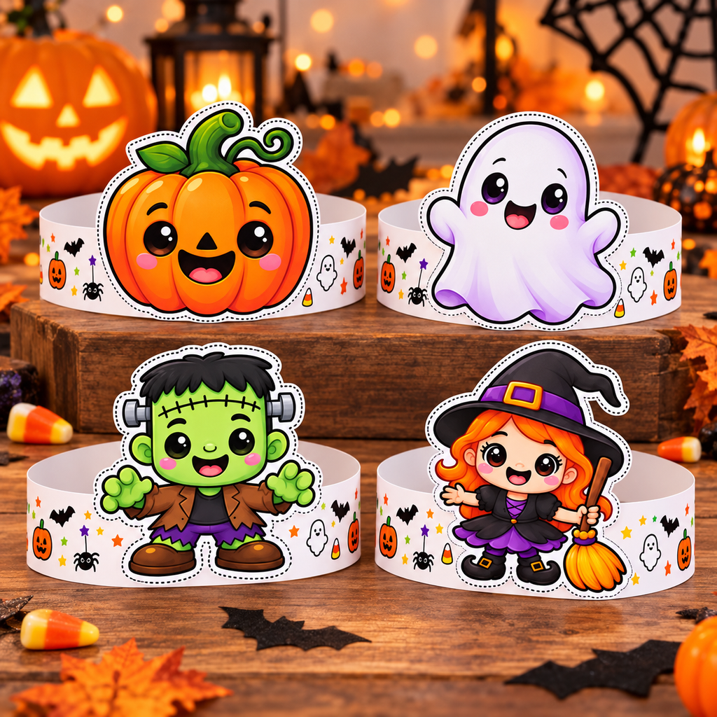Halloween Crown, Headband & Wristband Printable Craft for Kids