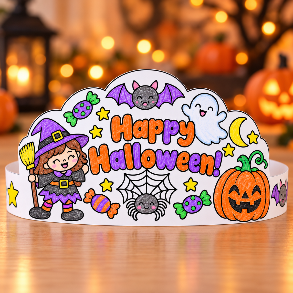 Halloween Crown Printable for Kids | Happy Halloween Coloring Crown | Halloween Headband Craft