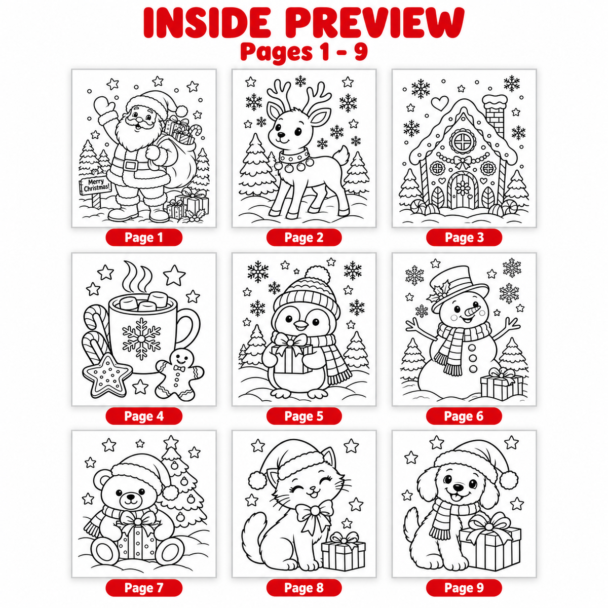 Christmas Coloring Pages for Kids | 26 Printable Christmas Coloring Sheets | A4 & US Letter PDF