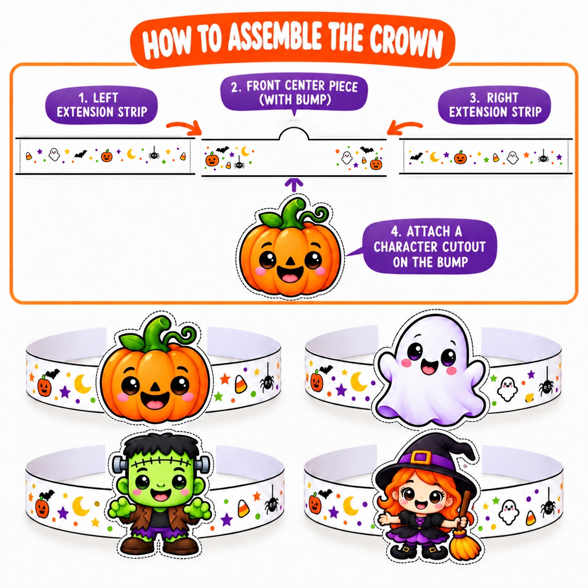 Halloween Crown, Headband & Wristband Printable Craft for Kids