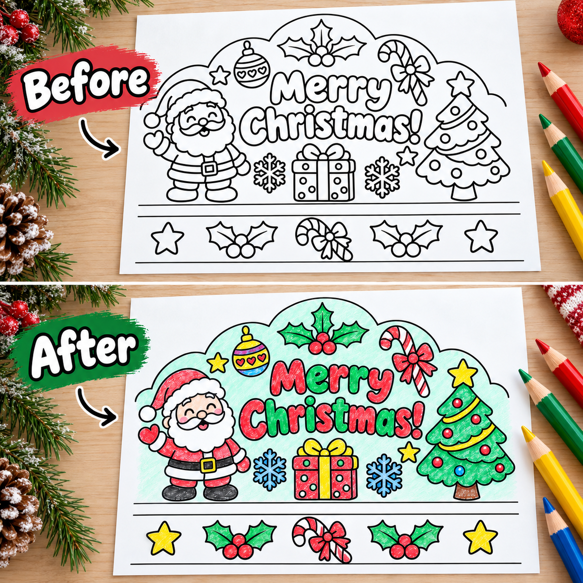 Christmas Crown Printable for Kids | Merry Christmas Coloring Crown, Christmas Headband Craft & Classroom Activity
