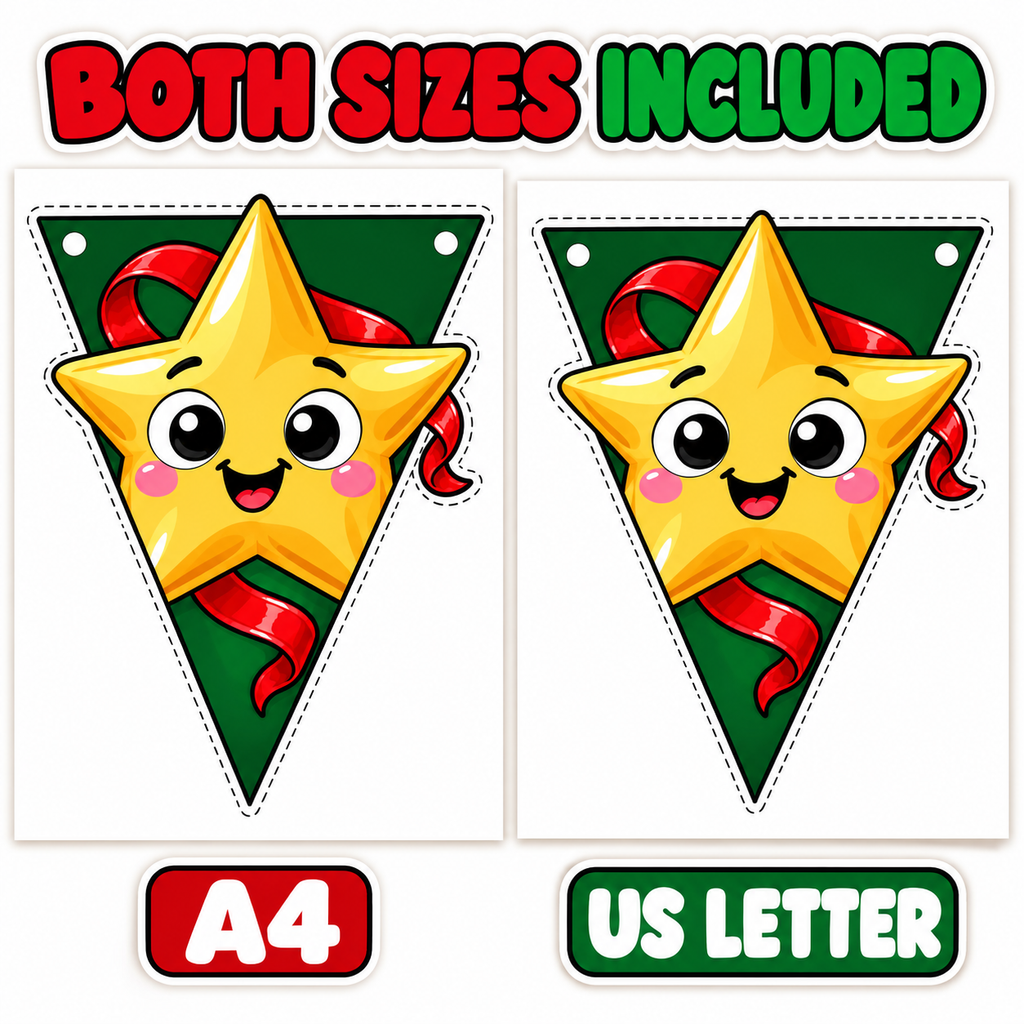 Christmas Character Banner Printable, Christmas Pennant Garland, Christmas Bunting, Classroom Bulletin Board & Door Decor