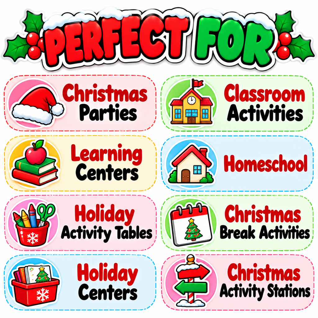 Christmas Activity Pack for Kids, 15 Printable Christmas Games, Classroom Party Activities, Kids Christmas Party Games, XMAS Activities