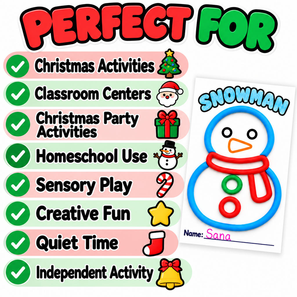 Christmas Playdough Mats Printable, Christmas Activities for Kids, Play Dough Mats, Christmas Sensory Activity, Fine Motor Activity