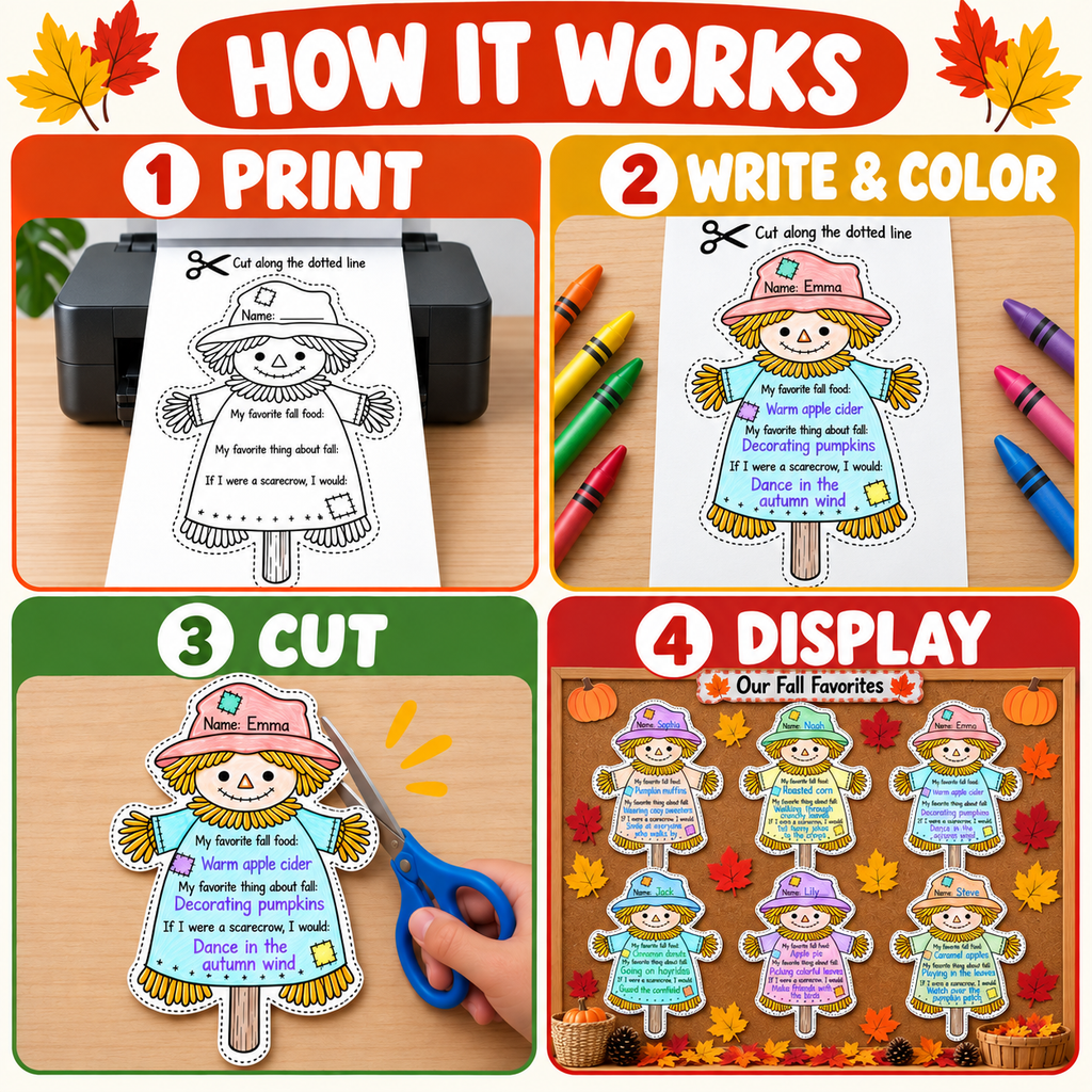 Fall Bulletin Board Activity | Fall Writing Activity | Fall Craft Printable | Autumn Classroom Decor | Kids Autumn Activity
