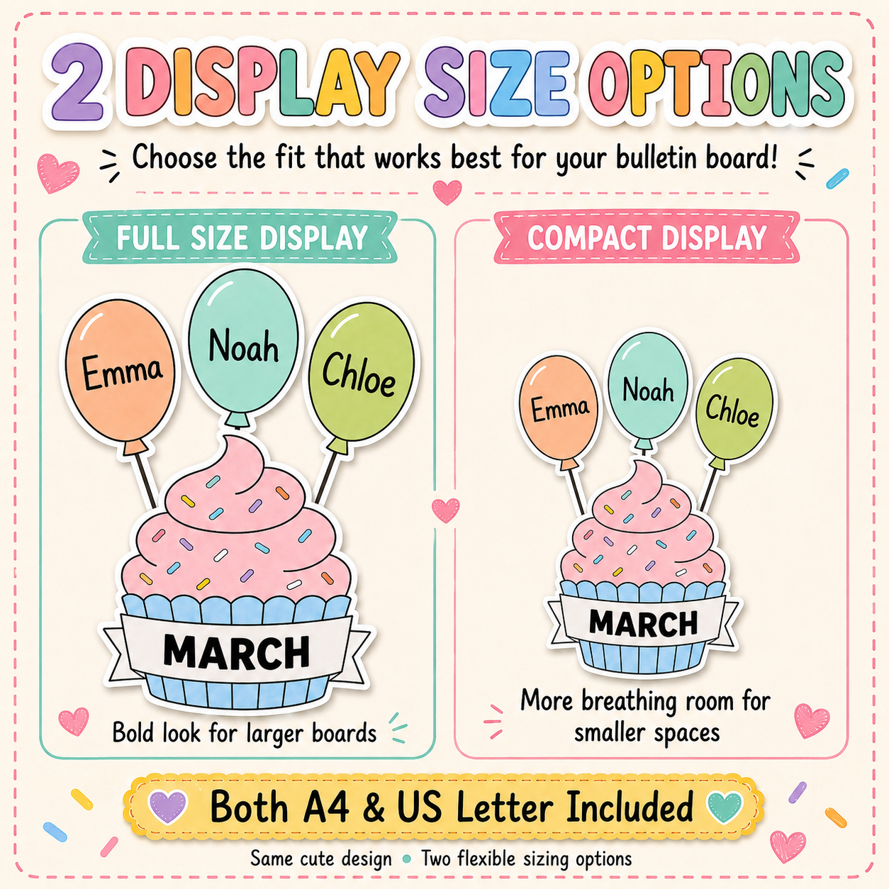 Birthday Bulletin Board Printable, Our Birthdays Classroom Display, Cupcake Birthday Board, Birthday Balloons, Classroom Decor