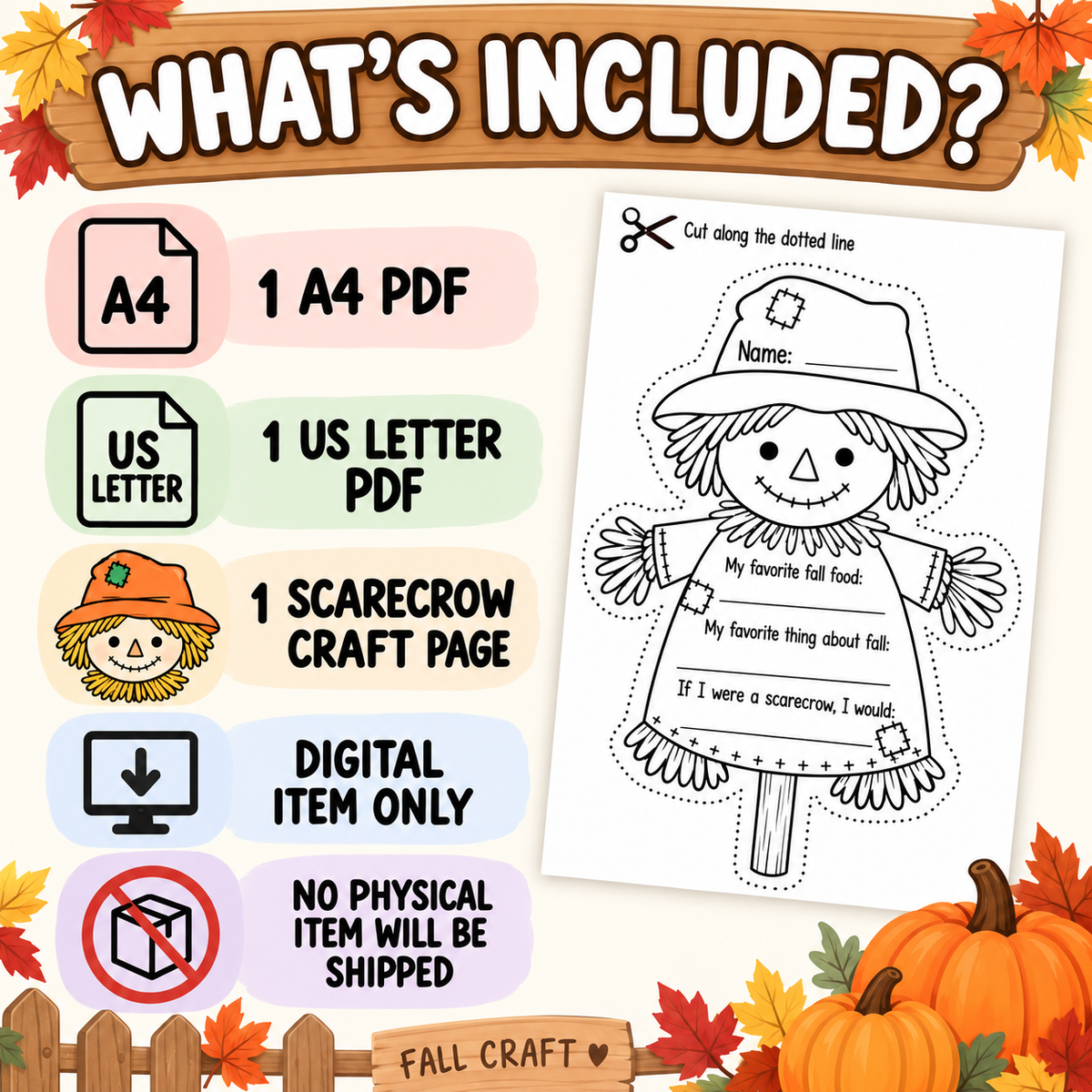 Fall Bulletin Board Activity | Fall Writing Activity | Fall Craft Printable | Autumn Classroom Decor | Kids Autumn Activity