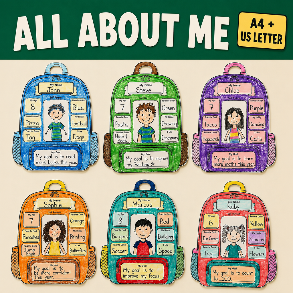 All About Me Backpack Printable | All About Me Activity | Bulletin Board Ideas | Back to School Activity | First Week of School