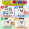 Monster Face Craft Printable for Kids, Build a Monster Cut and Paste Activity, Halloween Preschool Fine Motor Craft