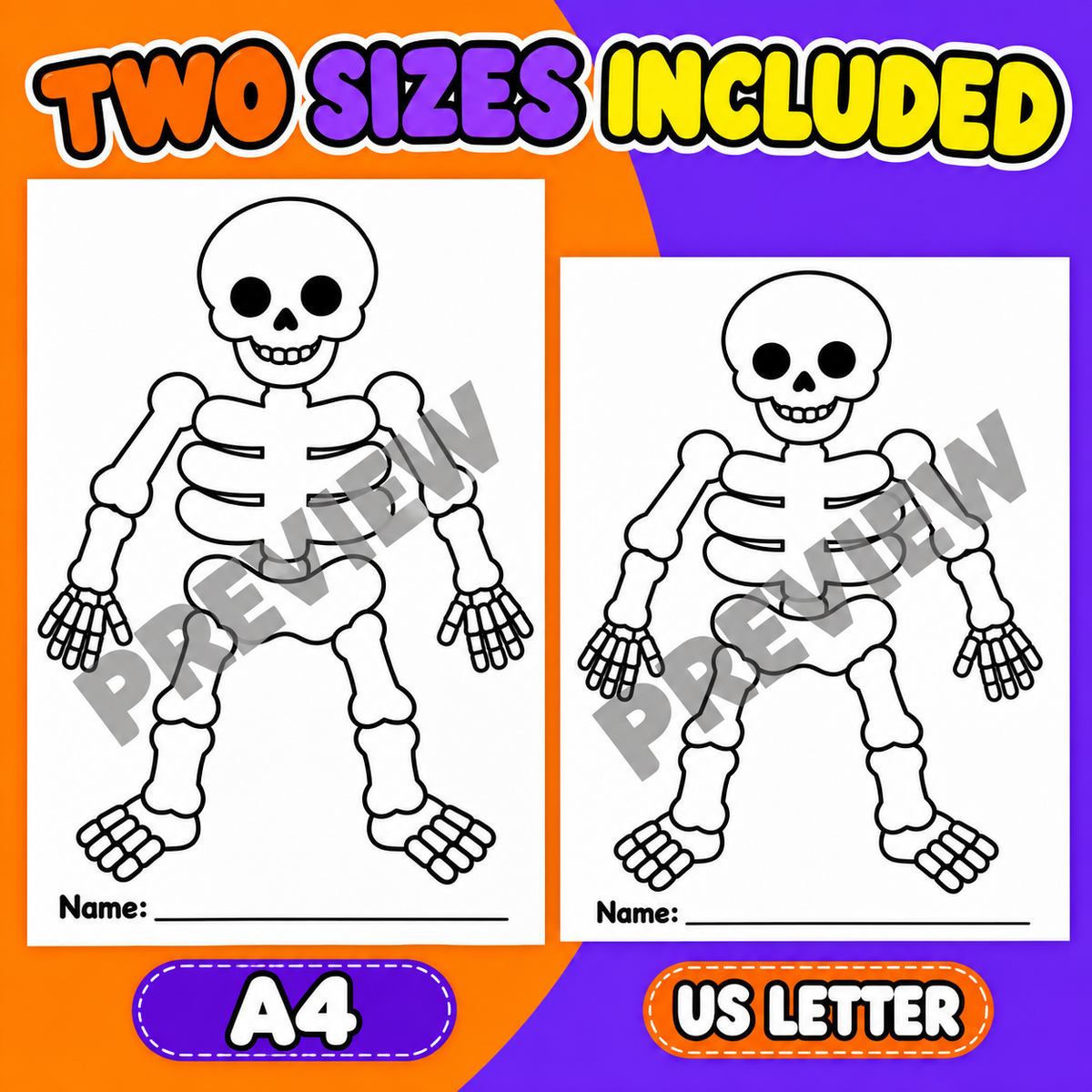Skeleton Cotton Ball Craft Printable, Halloween Skeleton Craft for Kids, Preschool Halloween Activity, Cotton Ball Skeleton, Kids Halloween Craft