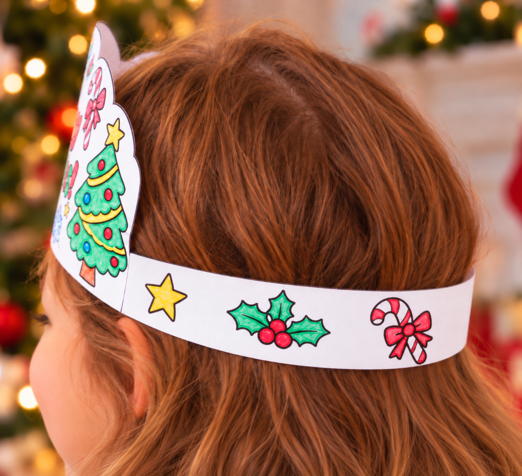 Christmas Crown Printable for Kids | Merry Christmas Coloring Crown, Christmas Headband Craft & Classroom Activity