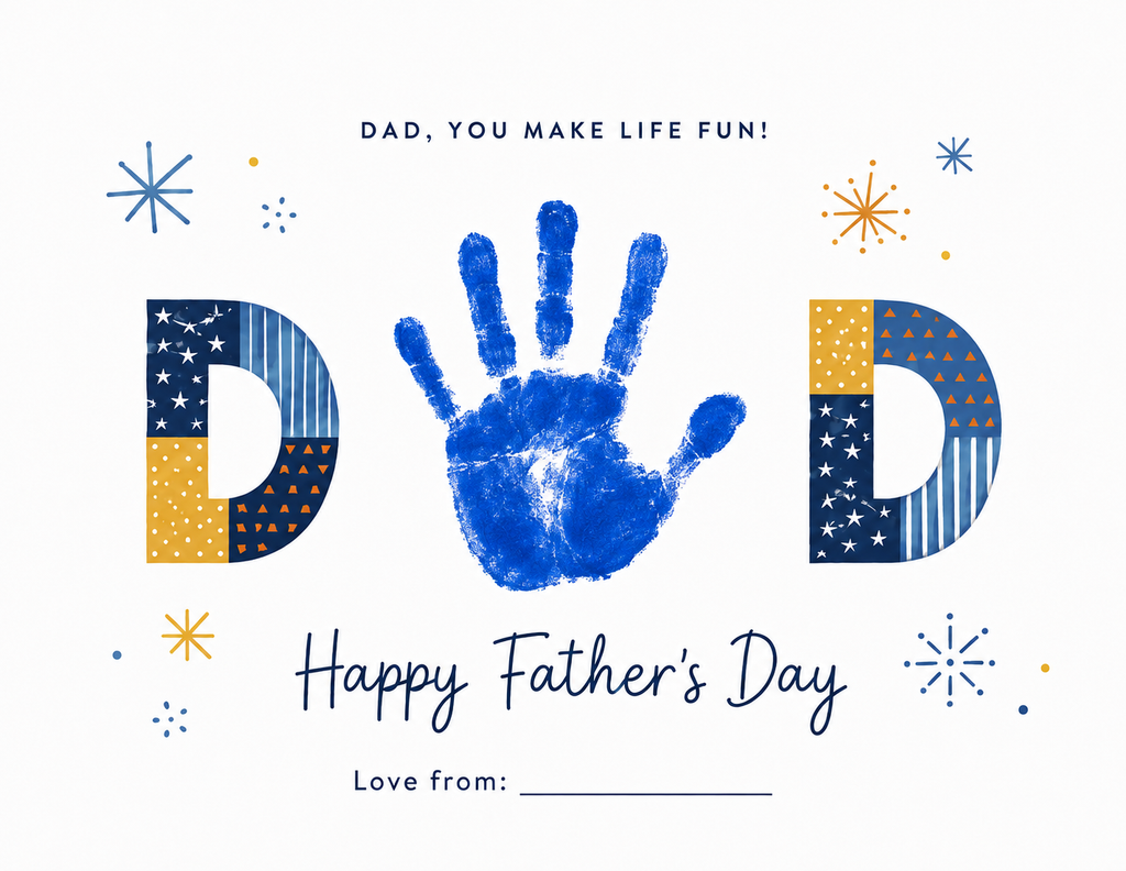 Father’s Day Handprint Craft Printable | Dad You Make Life Fun! | Kids Keepsake Gift