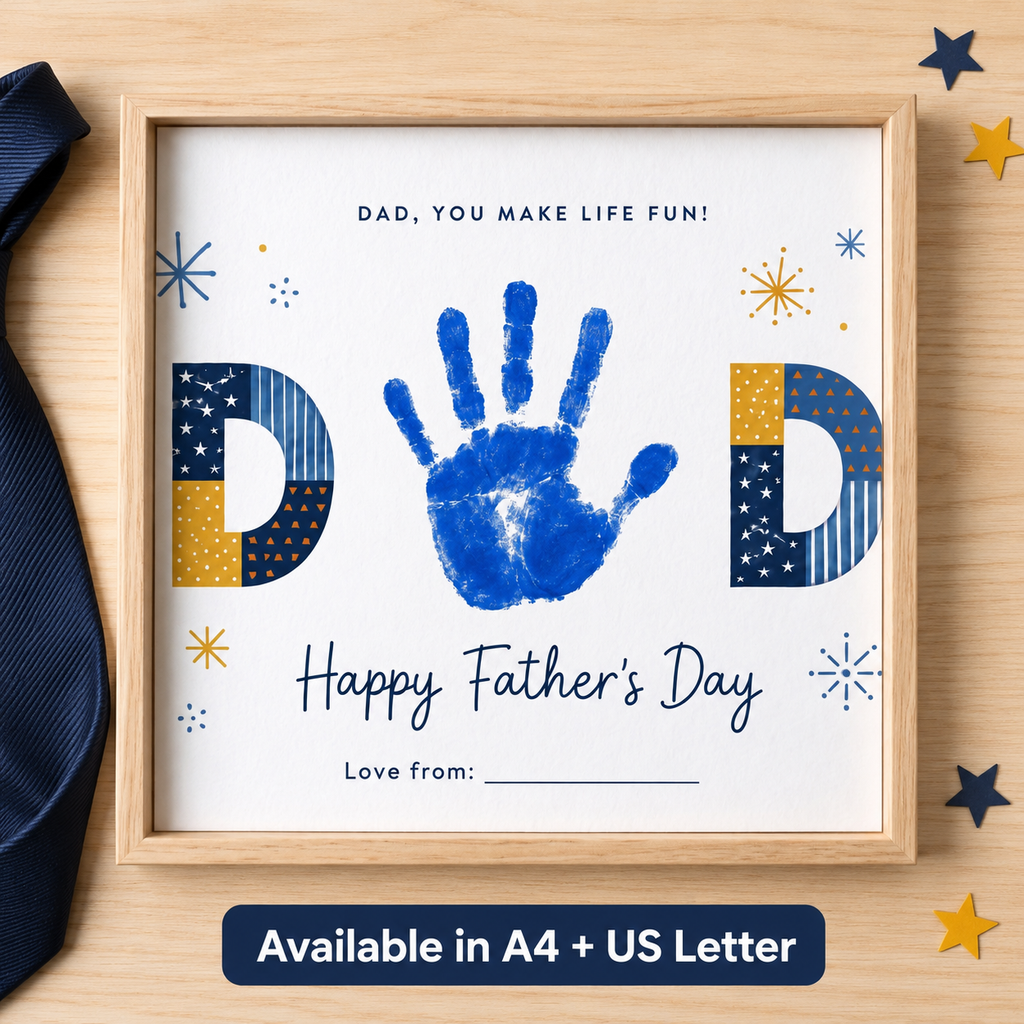 Father’s Day Handprint Craft Printable | Dad You Make Life Fun! | Kids Keepsake Gift