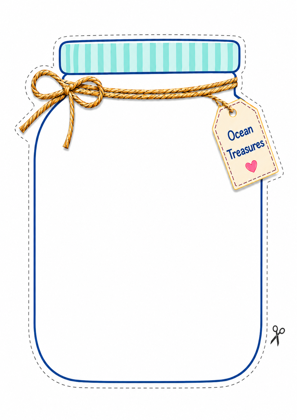 Ocean Treasures Jar Craft Printable | Under the Sea Kids Activity | Summer Craft Template