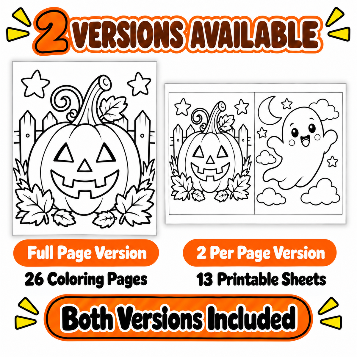 Halloween Coloring Pages for Kids, 26 Printable Halloween Coloring Sheets, Preschool Kindergarten Activity, Cute Spooky Coloring Book PDF