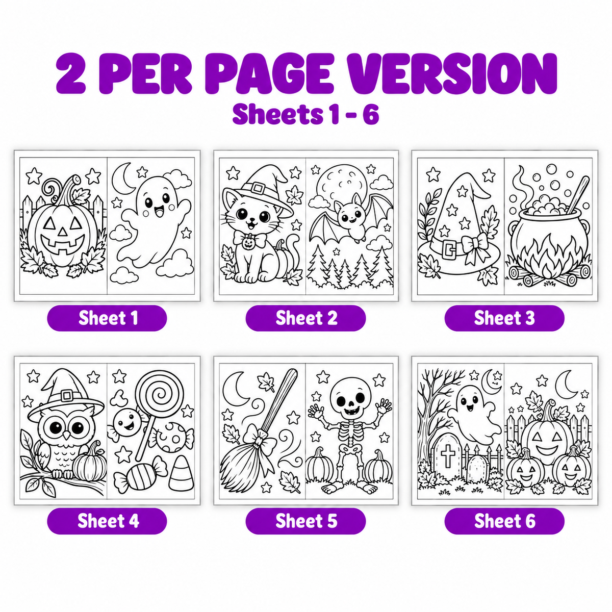 Halloween Coloring Pages for Kids, 26 Printable Halloween Coloring Sheets, Preschool Kindergarten Activity, Cute Spooky Coloring Book PDF