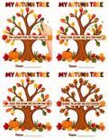 Fall Tree Craft Printable for Kids, Autumn Tree Template, Fingerprint, Pom Pom, Torn Paper, Play Dough Activity, Preschool Fine Motor Art