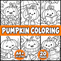 Pumpkin Coloring Pages for Kids, 20 Fall & Halloween Coloring Sheets, Cute Autumn Pumpkin Coloring Book, Preschool Harvest Activity