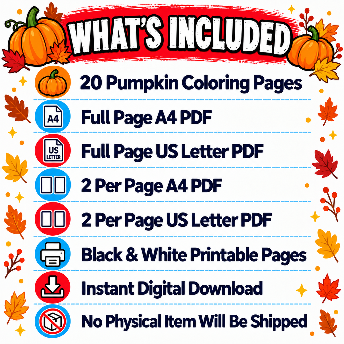 Pumpkin Coloring Pages for Kids, 20 Fall & Halloween Coloring Sheets, Cute Autumn Pumpkin Coloring Book, Preschool Harvest Activity
