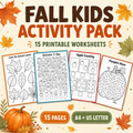 Autumn Activities Printable for Kids | 15 Fall Worksheets, I Spy, Mazes, Counting, Matching & Preschool Kindergarten Activities