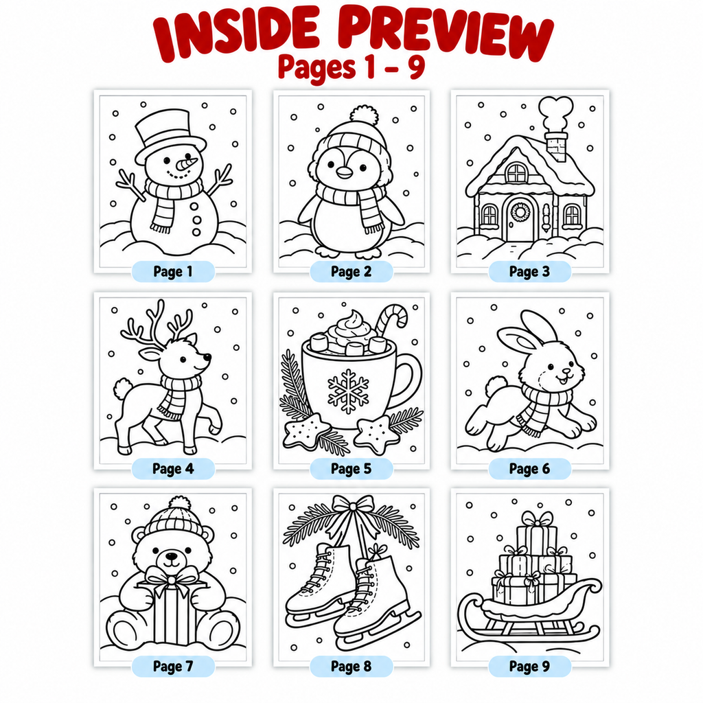 Winter Coloring Pages for Kids, Winter Colouring Sheets, Winter Activities, Winter Classroom Printable, Kids Coloring Activity