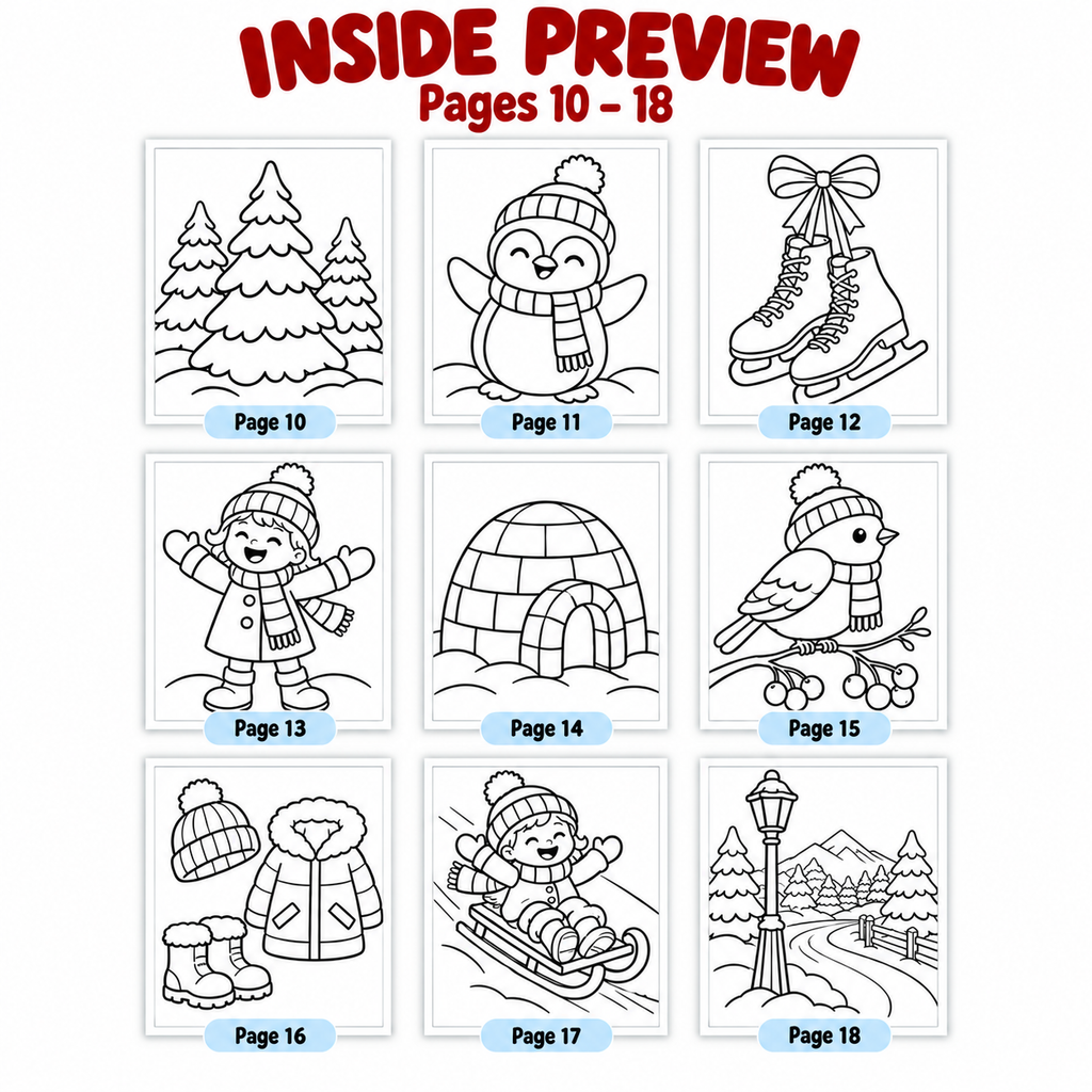Winter Coloring Pages for Kids, Winter Colouring Sheets, Winter Activities, Winter Classroom Printable, Kids Coloring Activity