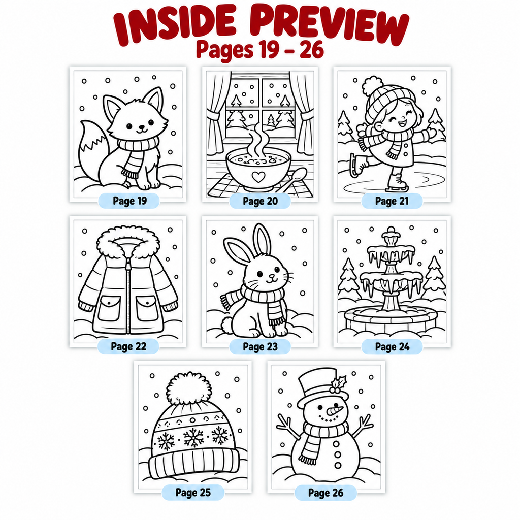 Winter Coloring Pages for Kids, Winter Colouring Sheets, Winter Activities, Winter Classroom Printable, Kids Coloring Activity