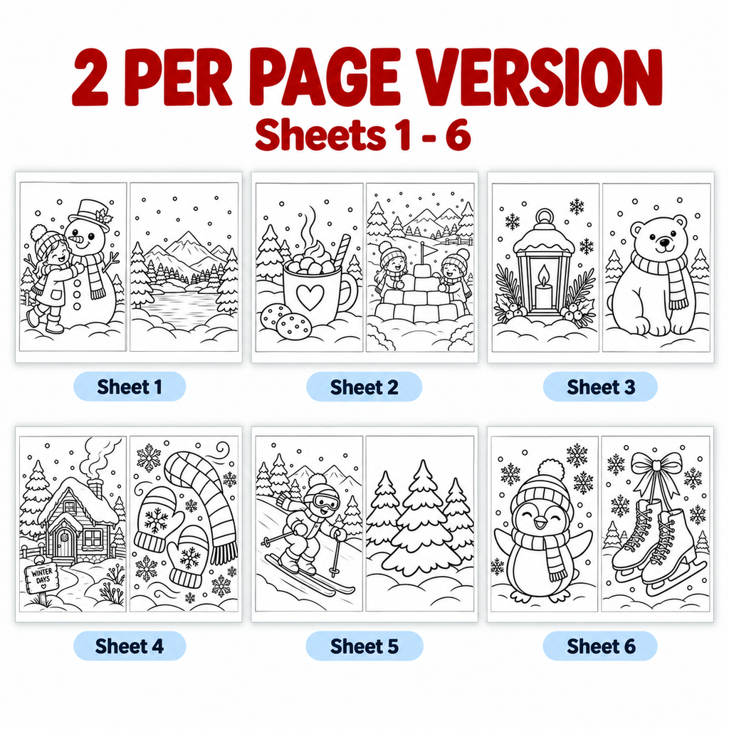 Winter Coloring Pages for Kids, Winter Colouring Sheets, Winter Activities, Winter Classroom Printable, Kids Coloring Activity