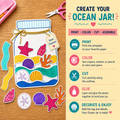 Ocean Treasures Jar Craft Printable | Under the Sea Kids Activity | Summer Craft Template