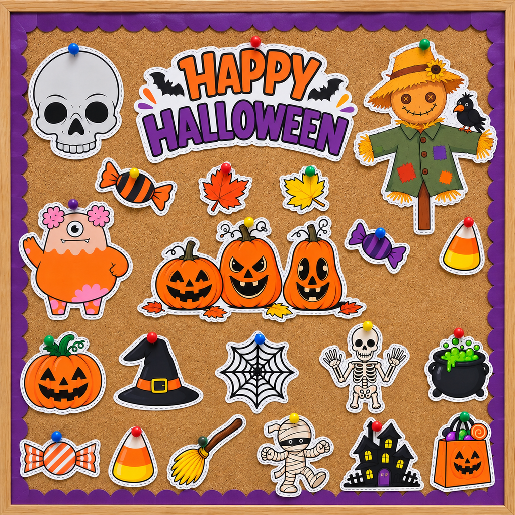 Halloween Cutouts Printable for Kids | 30+ Halloween Craft Cutouts for Classroom, Bulletin Board & Party Decor