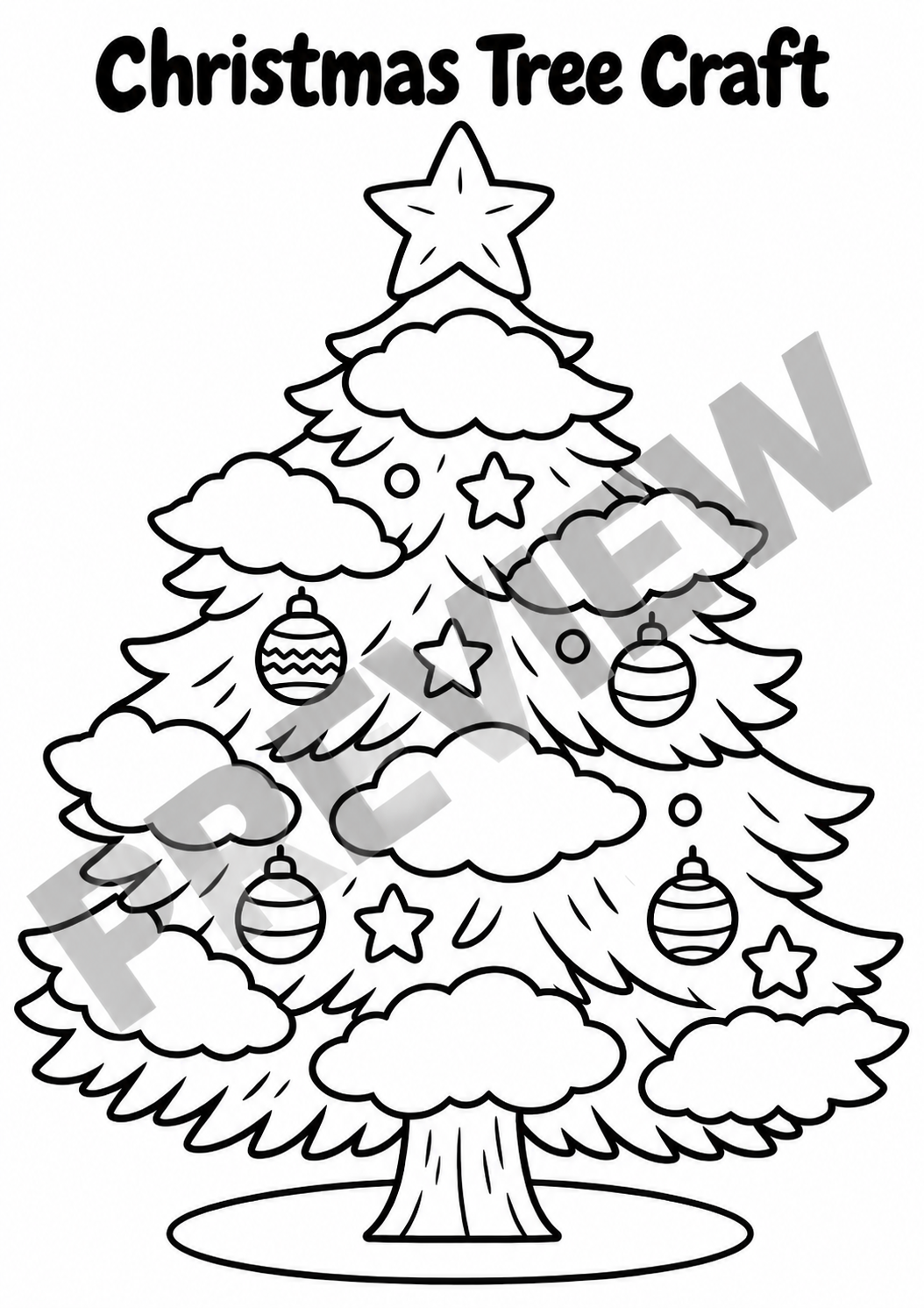 Christmas Tree Cotton Ball Craft | Christmas Coloring Page for Kids | Winter Fine Motor Activity | Preschool Printable