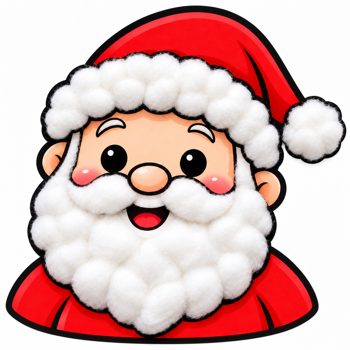 Santa Cotton Ball Beard Craft Printable for Kids, Christmas Santa Face Activity, Preschool Fine Motor Craft, Christmas Classroom Printable