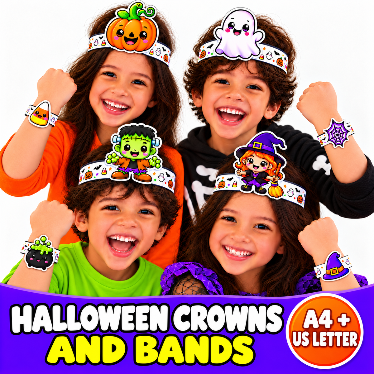 Halloween Crown, Headband & Wristband Printable Craft for Kids