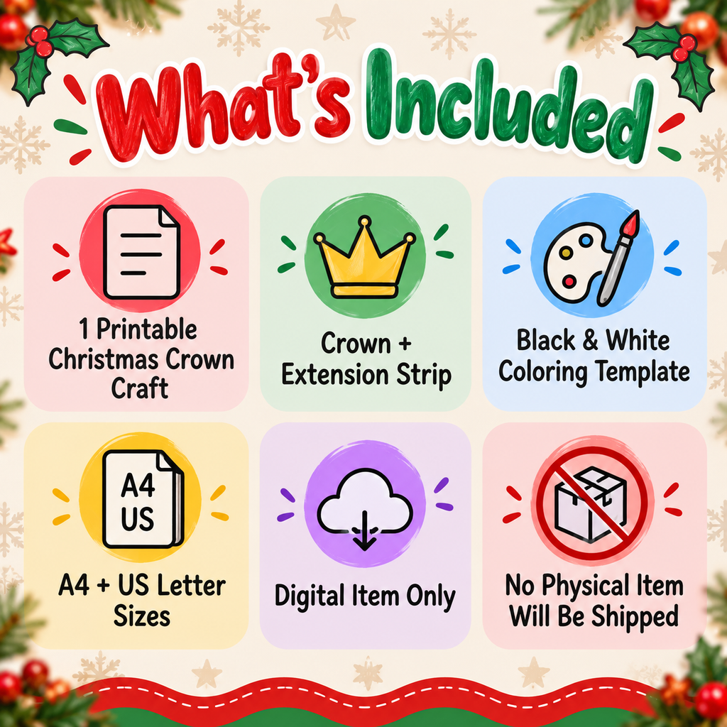 Christmas Crown Printable for Kids | Merry Christmas Coloring Crown, Christmas Headband Craft & Classroom Activity